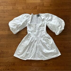 NWT DANIELLE BERNSTEIN White Puff Sleeve Corset Squareneck Dress Mini Graduation